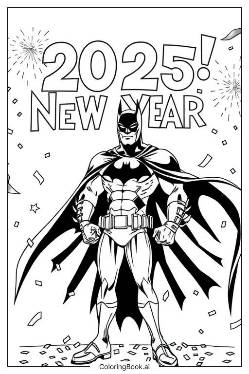  Página para colorir de batman 2025 feliz ano novo-2 