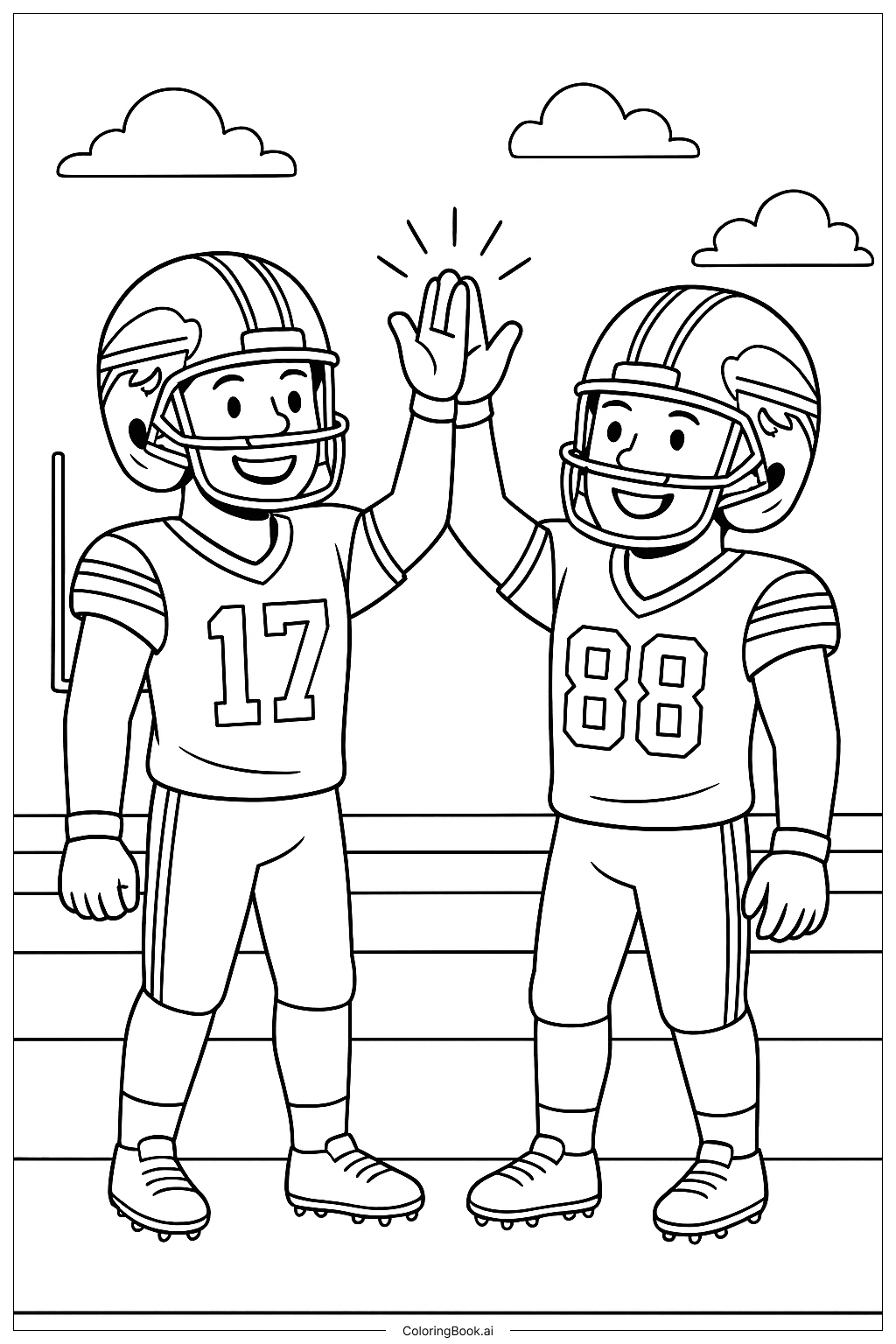  Trang tô màu Hai cầu thủ Buffalo Bills bắt tay ăn mừng 