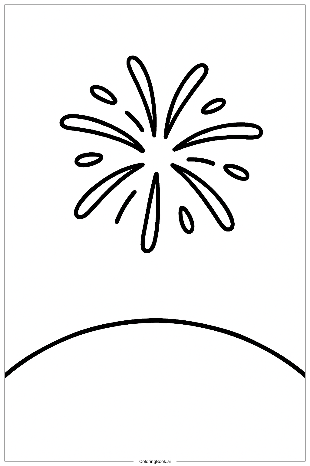 Simple Firework Over A Hill Coloring Page