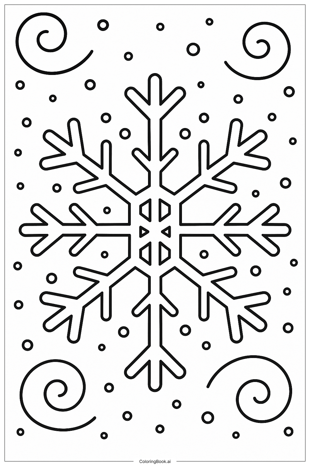  Geometric Snowflake Pattern Coloring Page 
