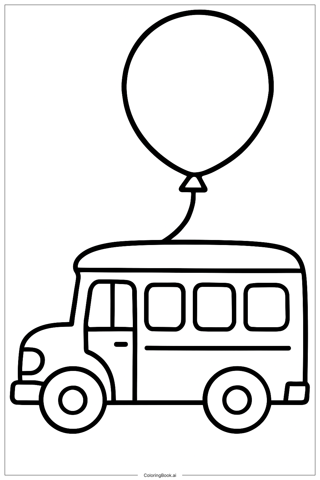  Schulbus mit einem Ballon Ausmalseite 