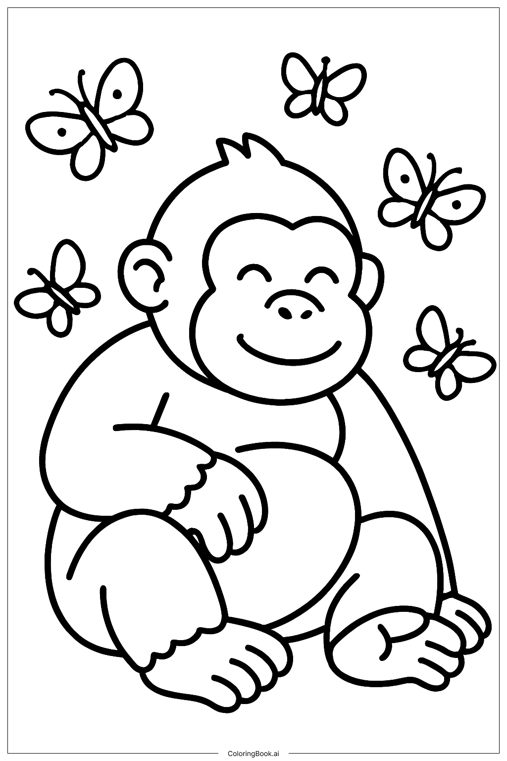 Baby King Kong Playing with Butterflies