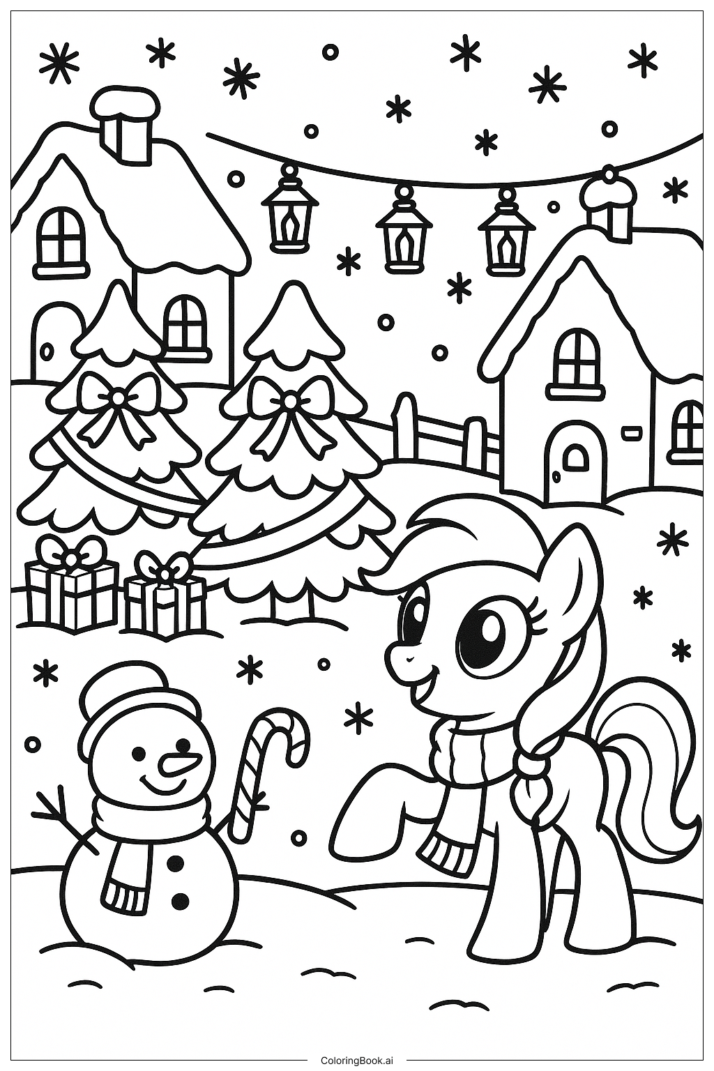  My Little Pony Snowy Village Festival Coloring Page 