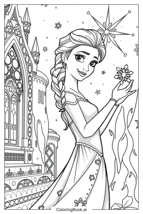  Elsa is using magic Coloring Page 