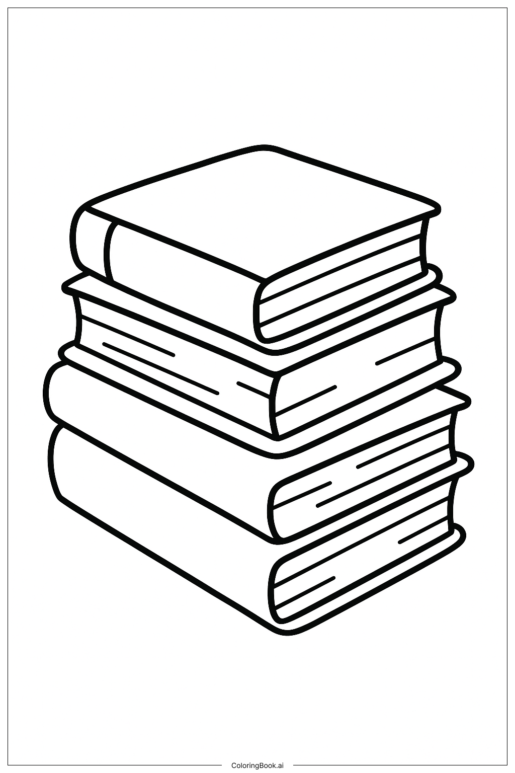  A Stack Of Cozy Books Coloring Page 