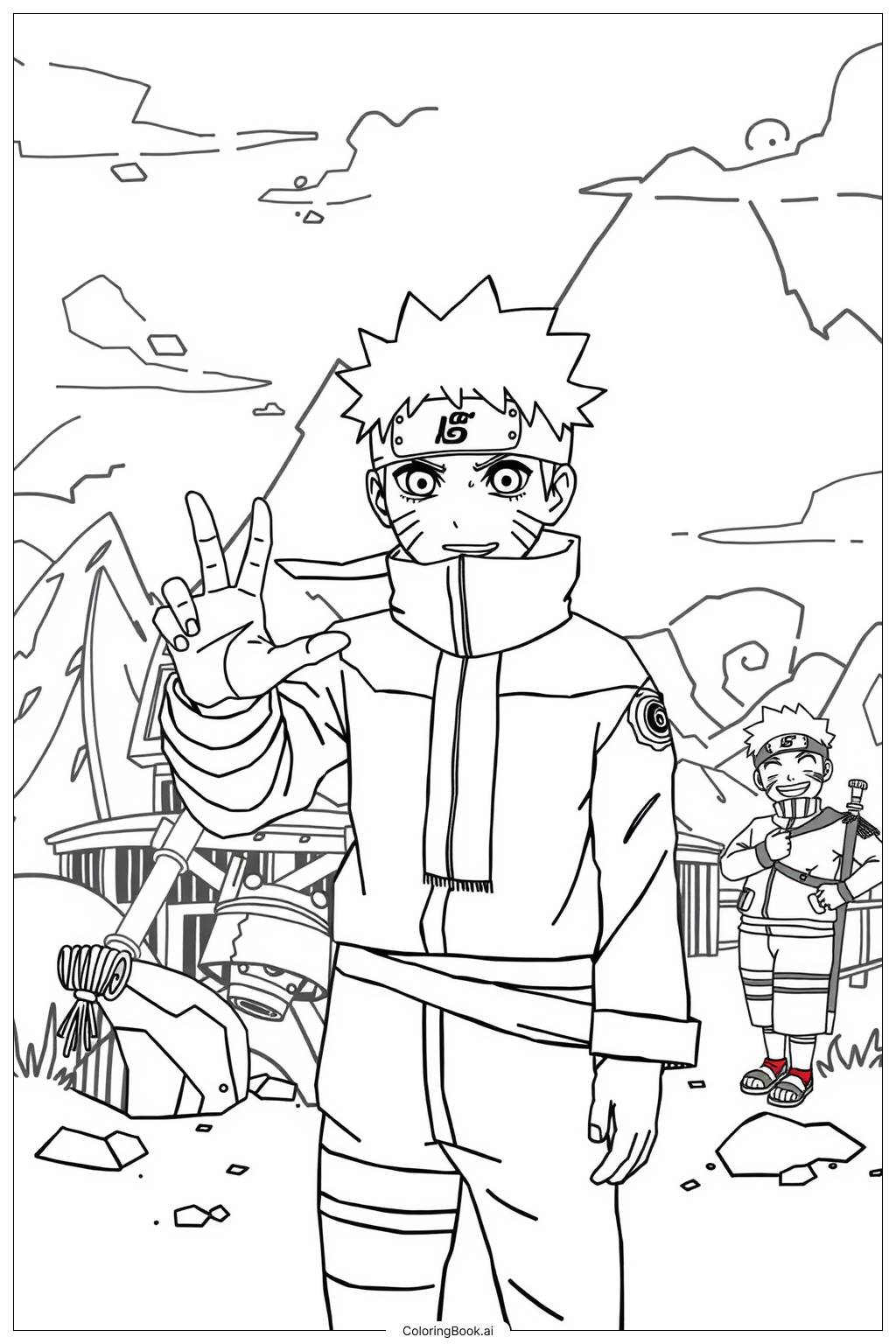  Página para colorear de El camino de Naruto para convertirse en Hokage 