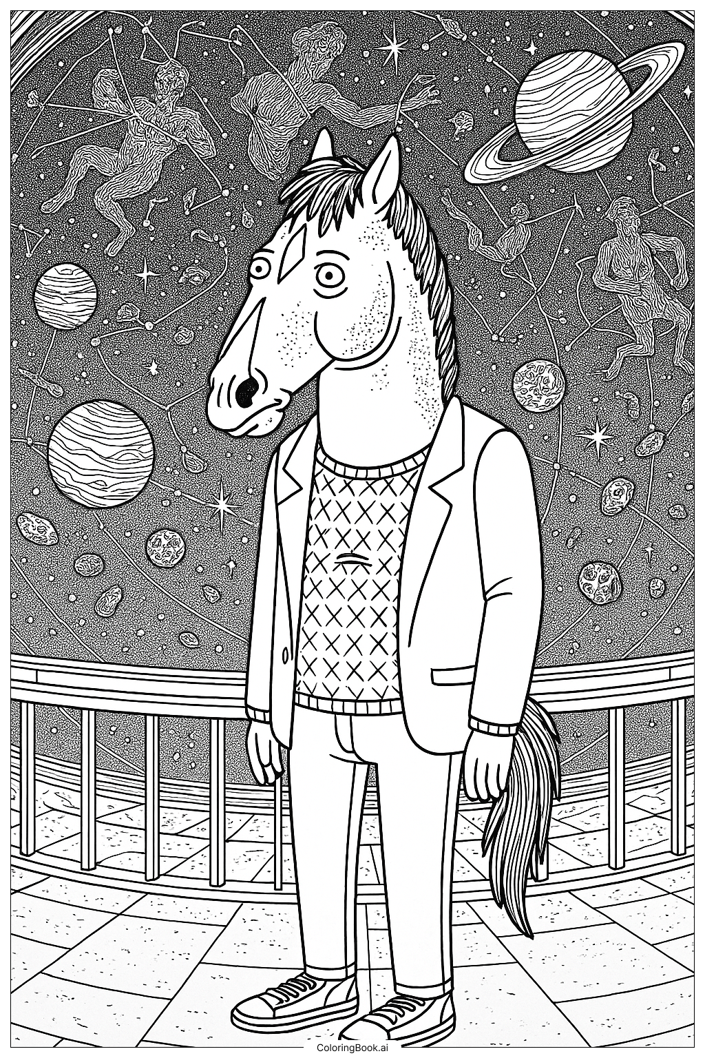 Bojack Horseman In The Planetarium Starfield Coloring Page