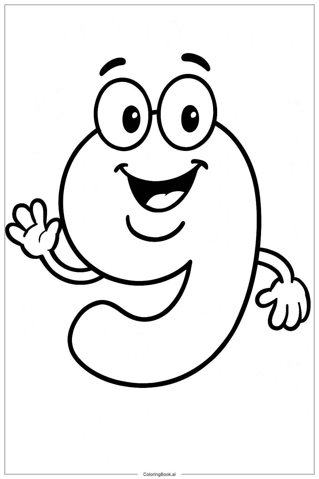  友善的数字九填色页 