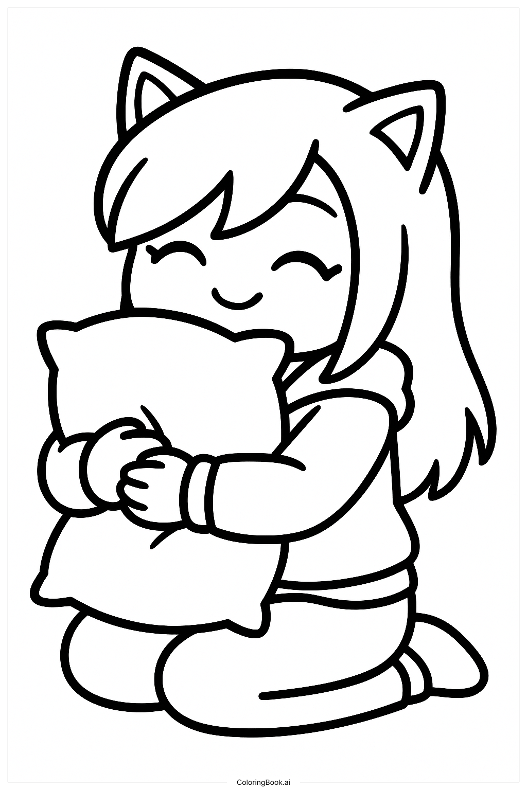  Aphmau Hugging A Soft Pillow Coloring Page 
