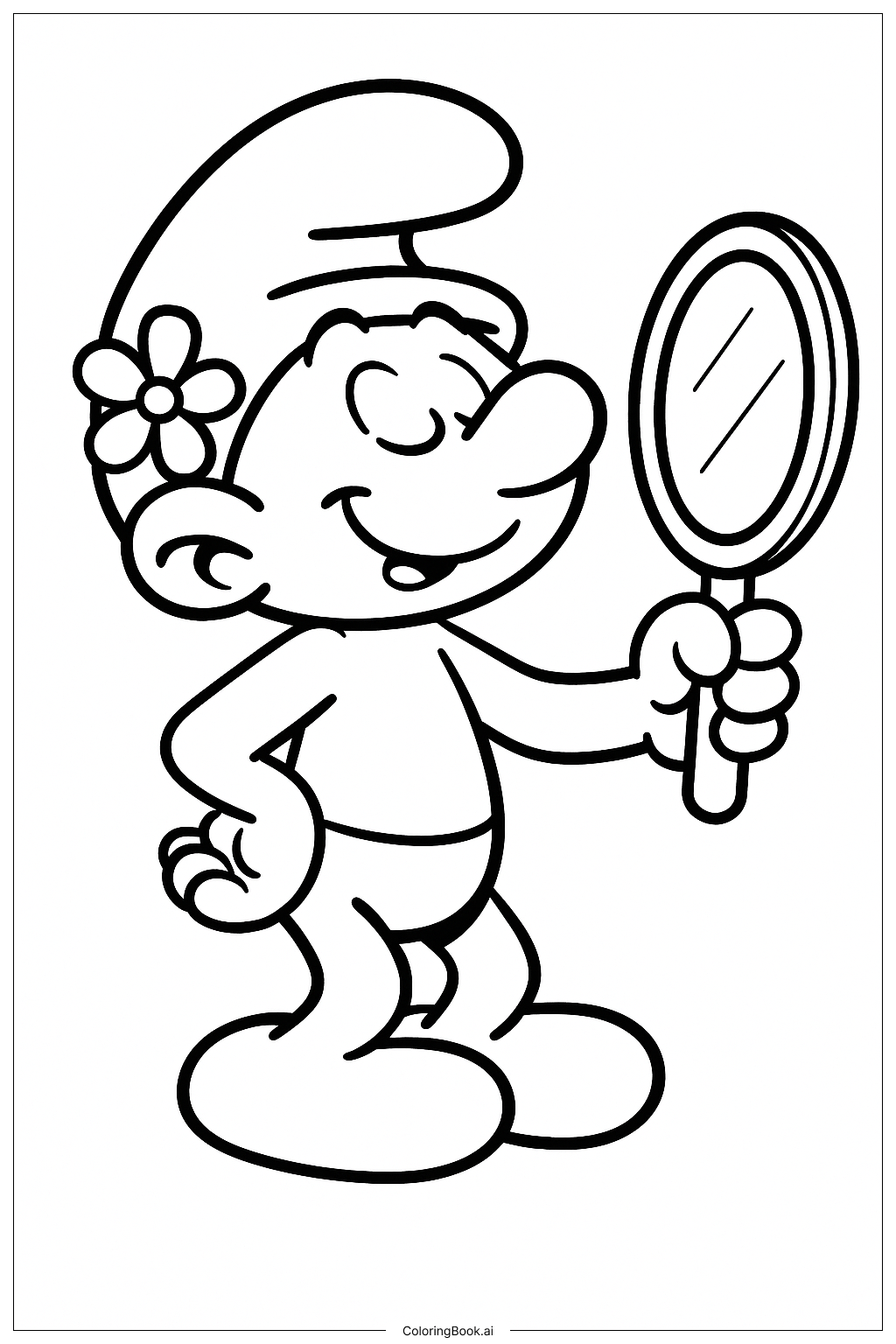  Vanity Smurf Looking In A Mirror Coloring Page 