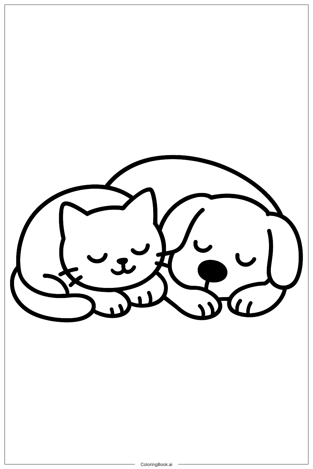 Cozy Friends Napping Together Coloring Page