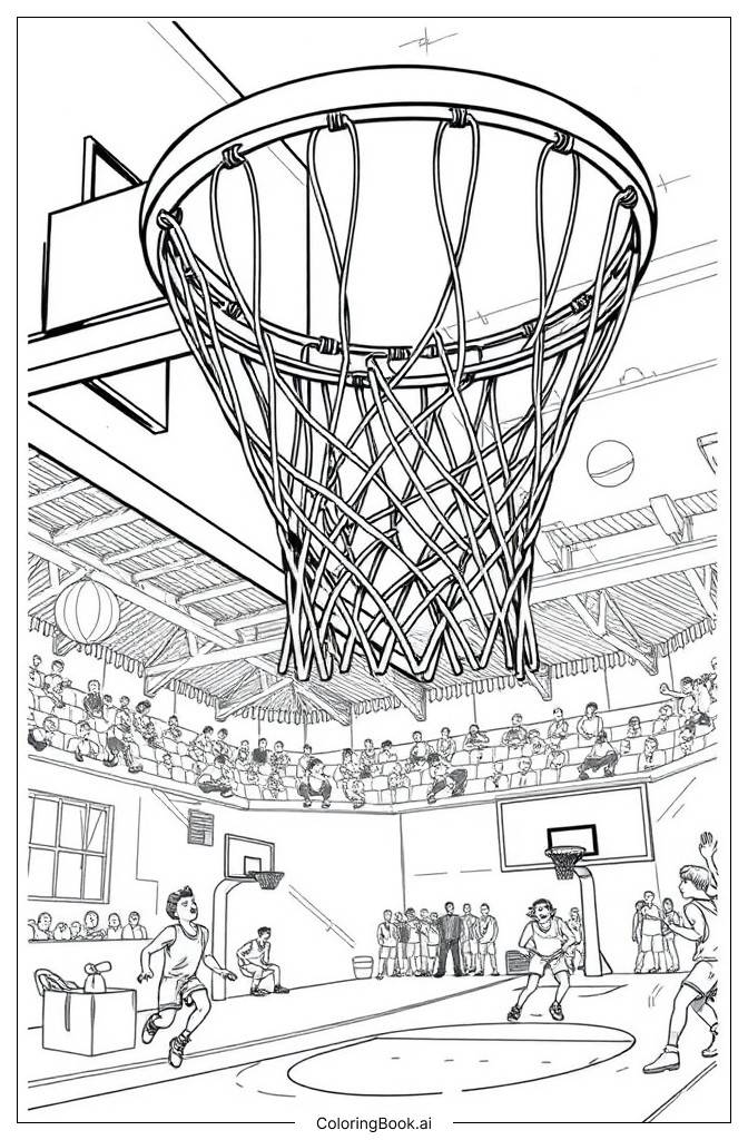  Simple Basketball Hoop Coloring Page 