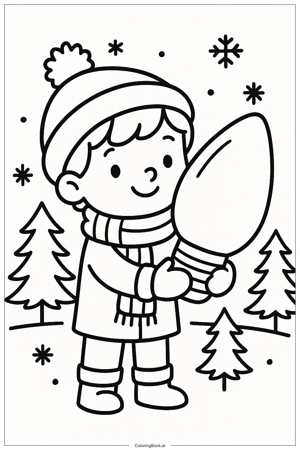  어린이가 크리스마스 전구를 들고 있음 색칠공부 페이지 