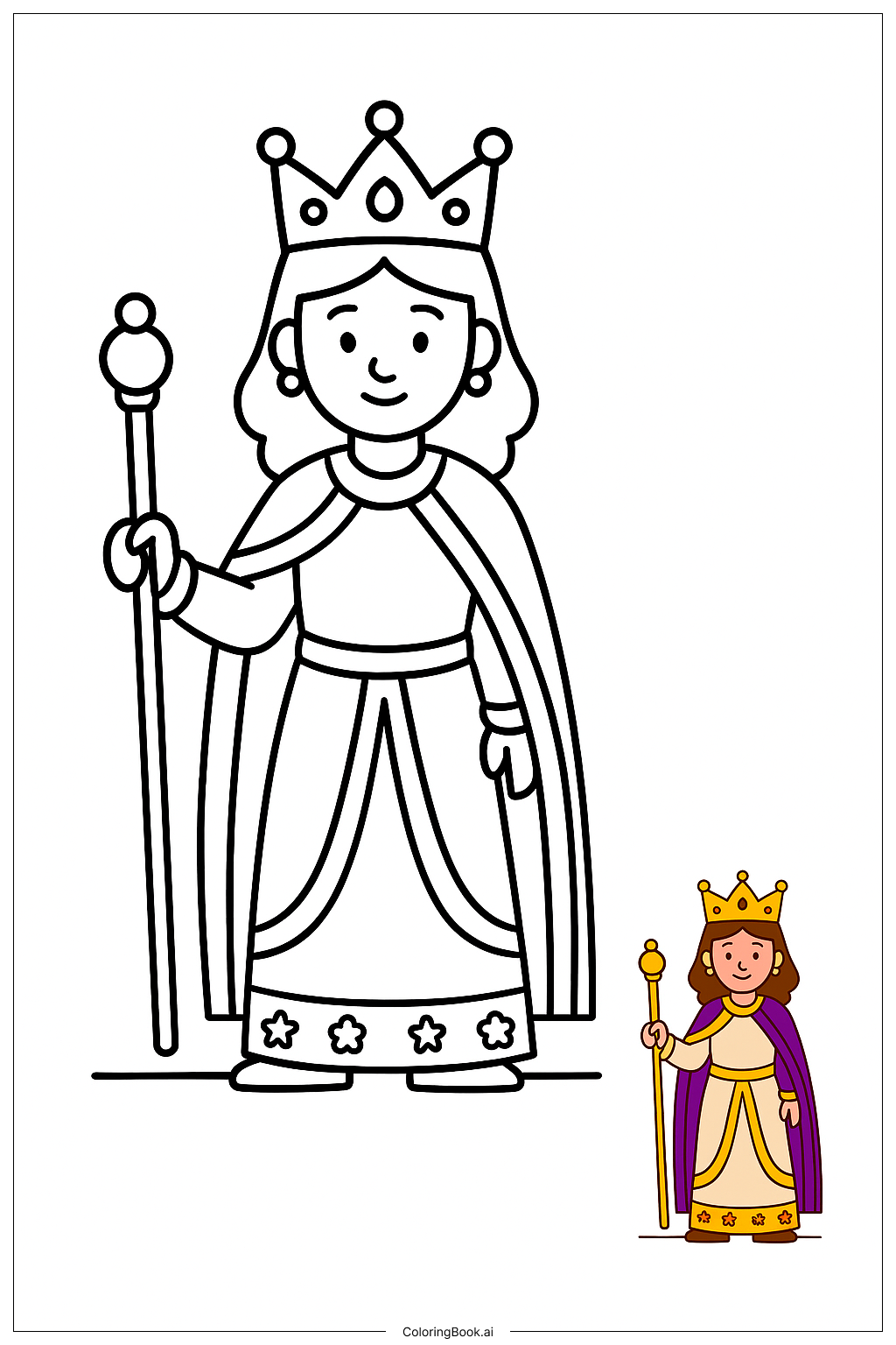 Página para colorear de Biblia Esther Reina Coronada 
