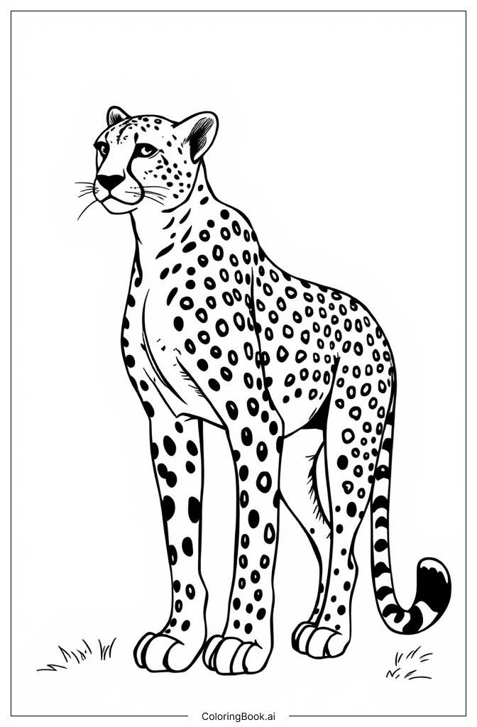  Page de coloriage Guépard debout simple 