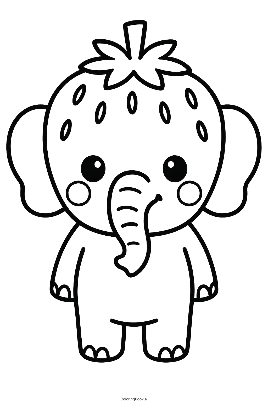  卡通草莓大象填色页 