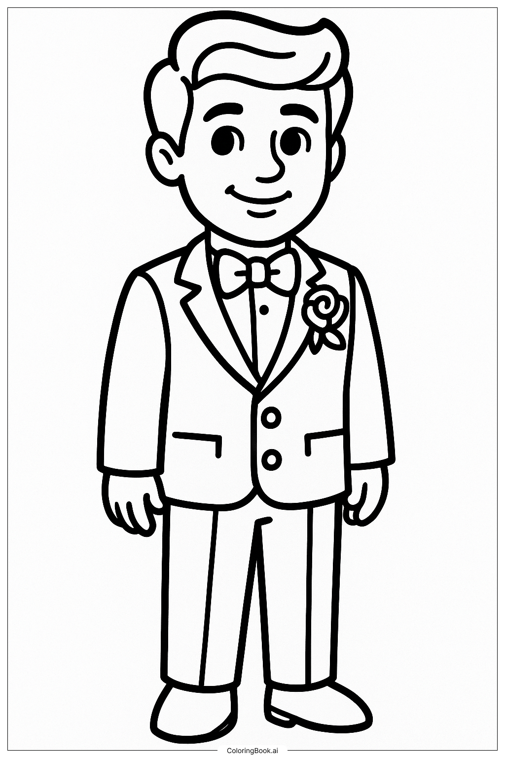  結婚式のタキシードを着たケンの塗り絵ページ 