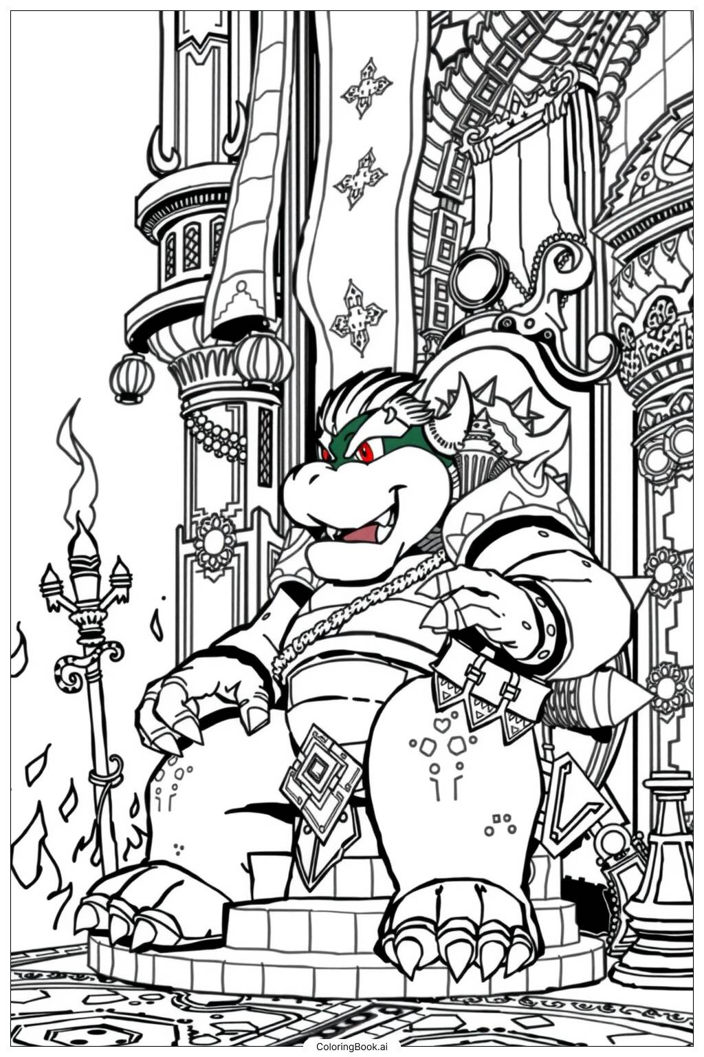  Página para colorir de A Aventura de Bowser para Dominar o Reino dos Cogumelos 