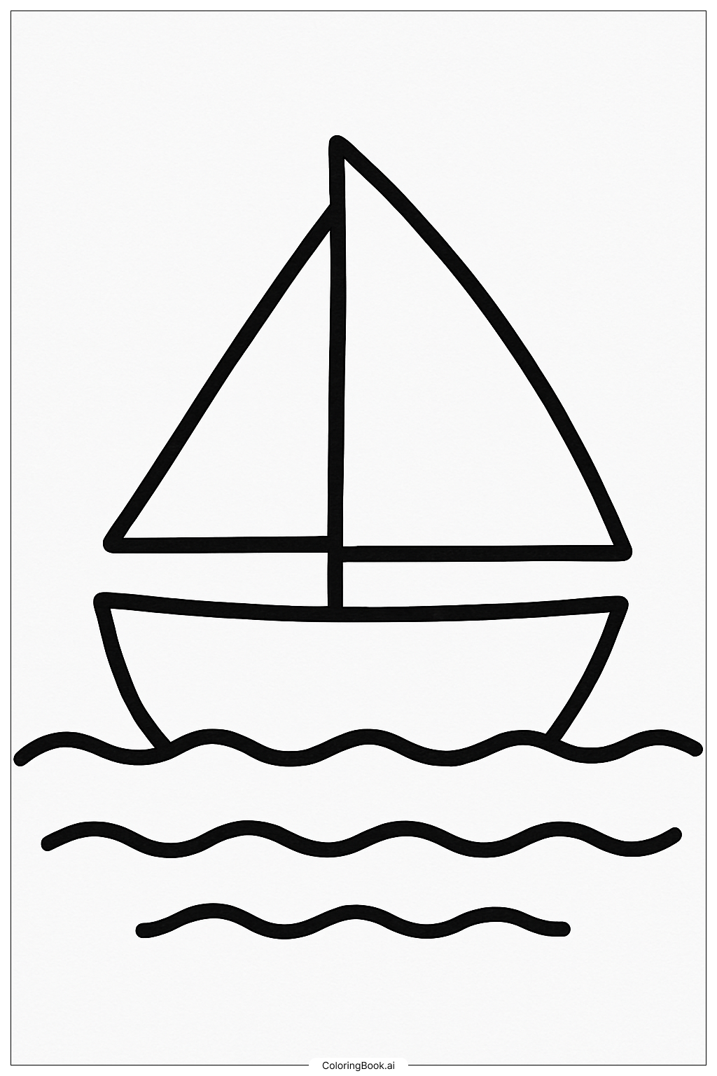  海上的帆船填色页 