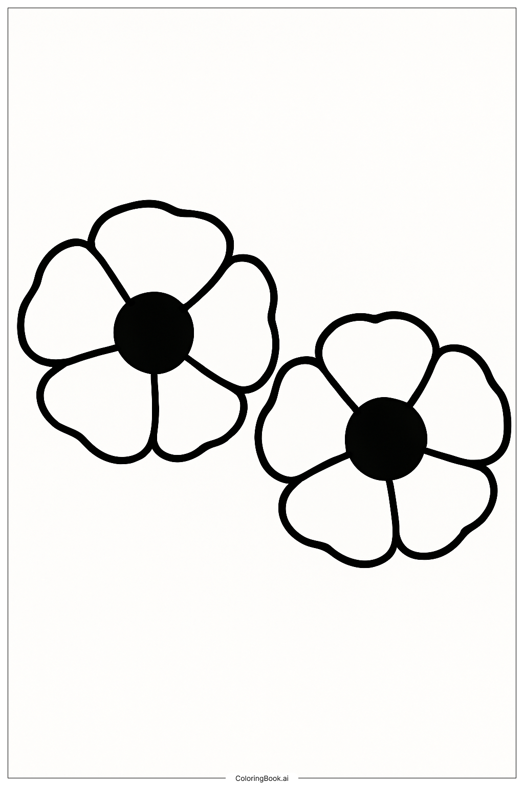 Two Simple Poppy Flowers Coloring Page