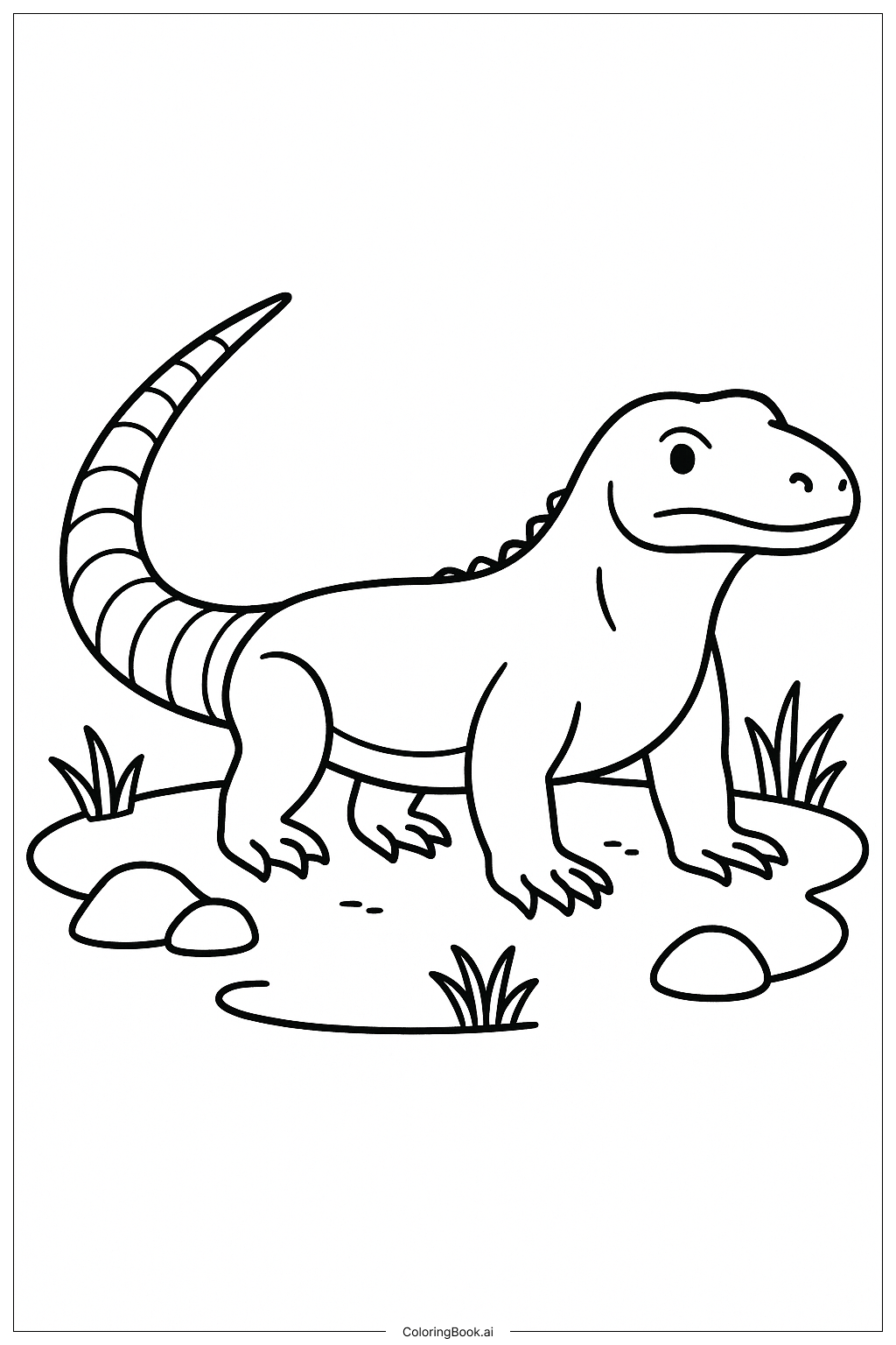  Komodowaran mit einem detaillierten Schwanz Ausmalseite 