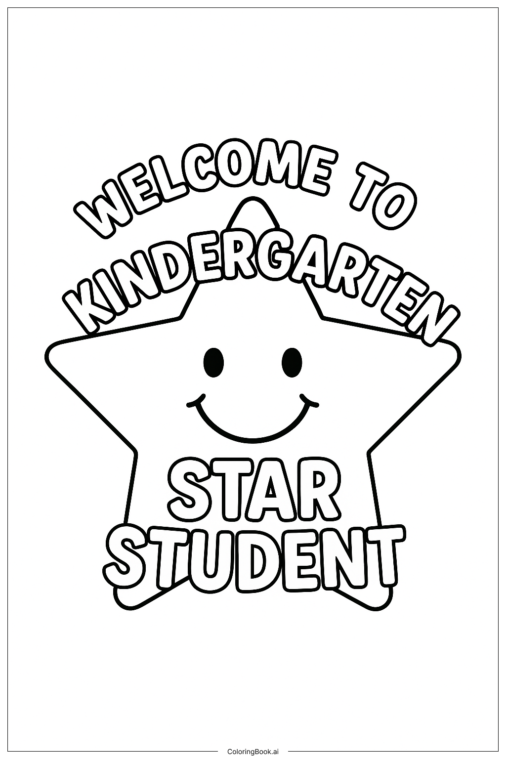  欢迎来到幼儿园之星学生徽章填色页 