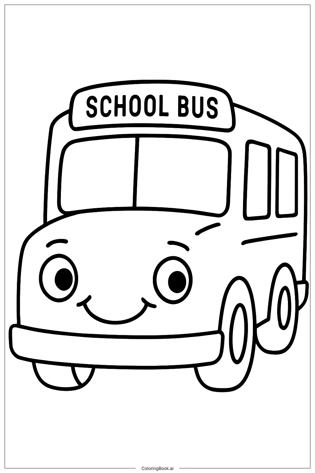  Schulbus mit einem fröhlichen Gesicht Ausmalseite 