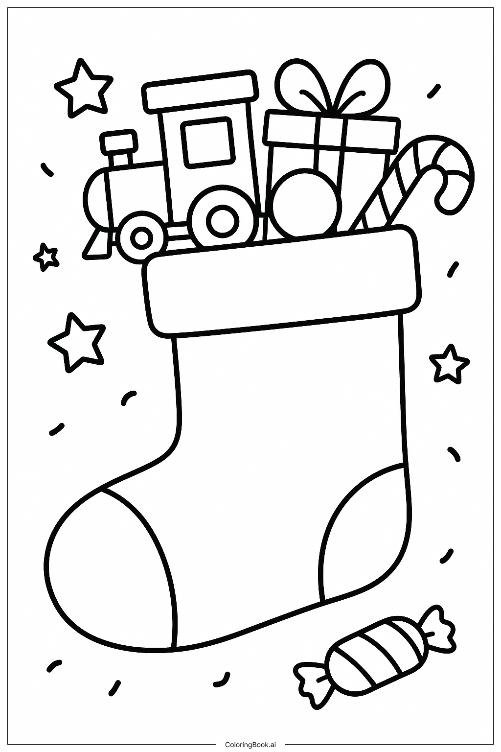 Stocking With A Small Train填色页 