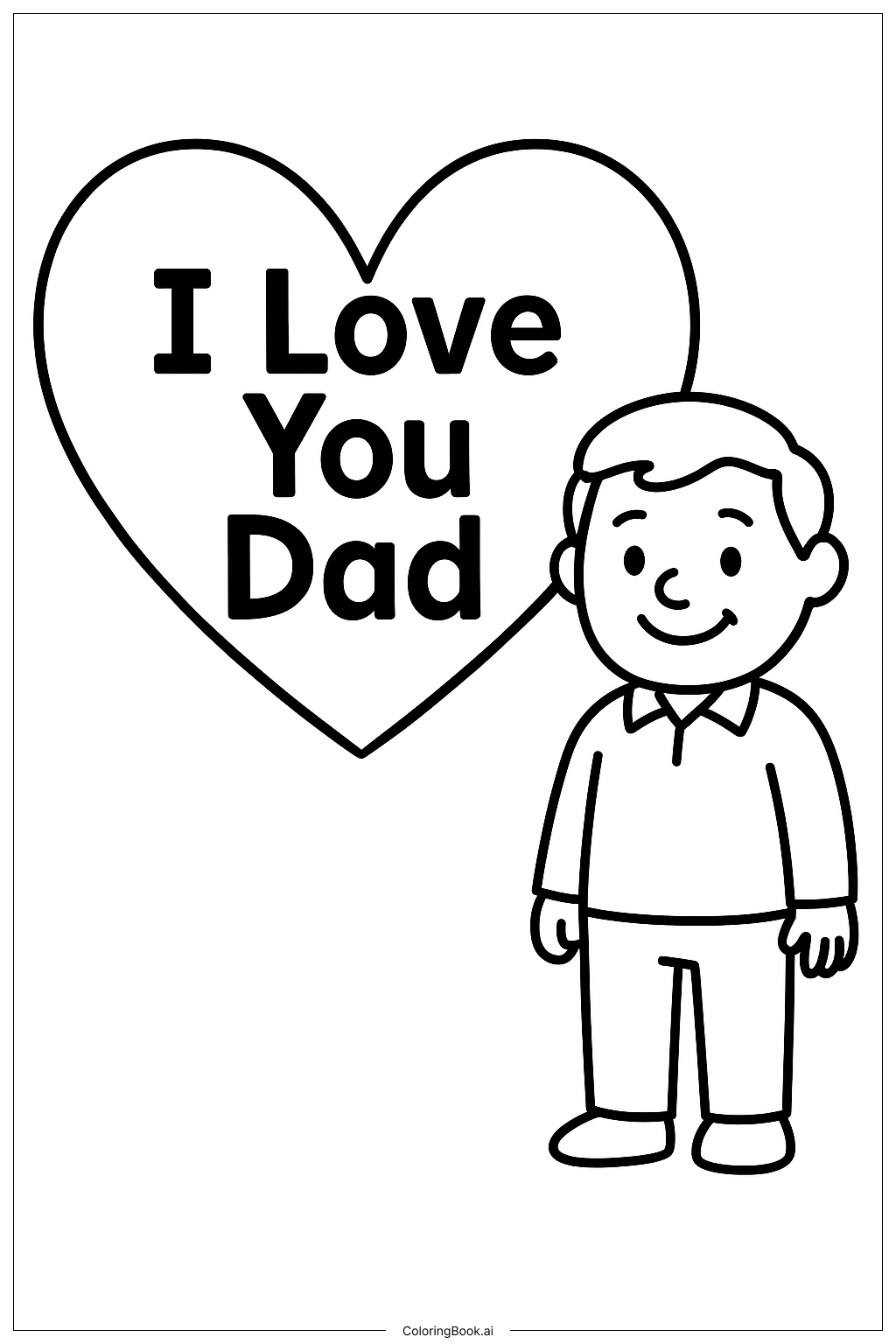 Fathers Day I Love You Dad Card Coloring Page