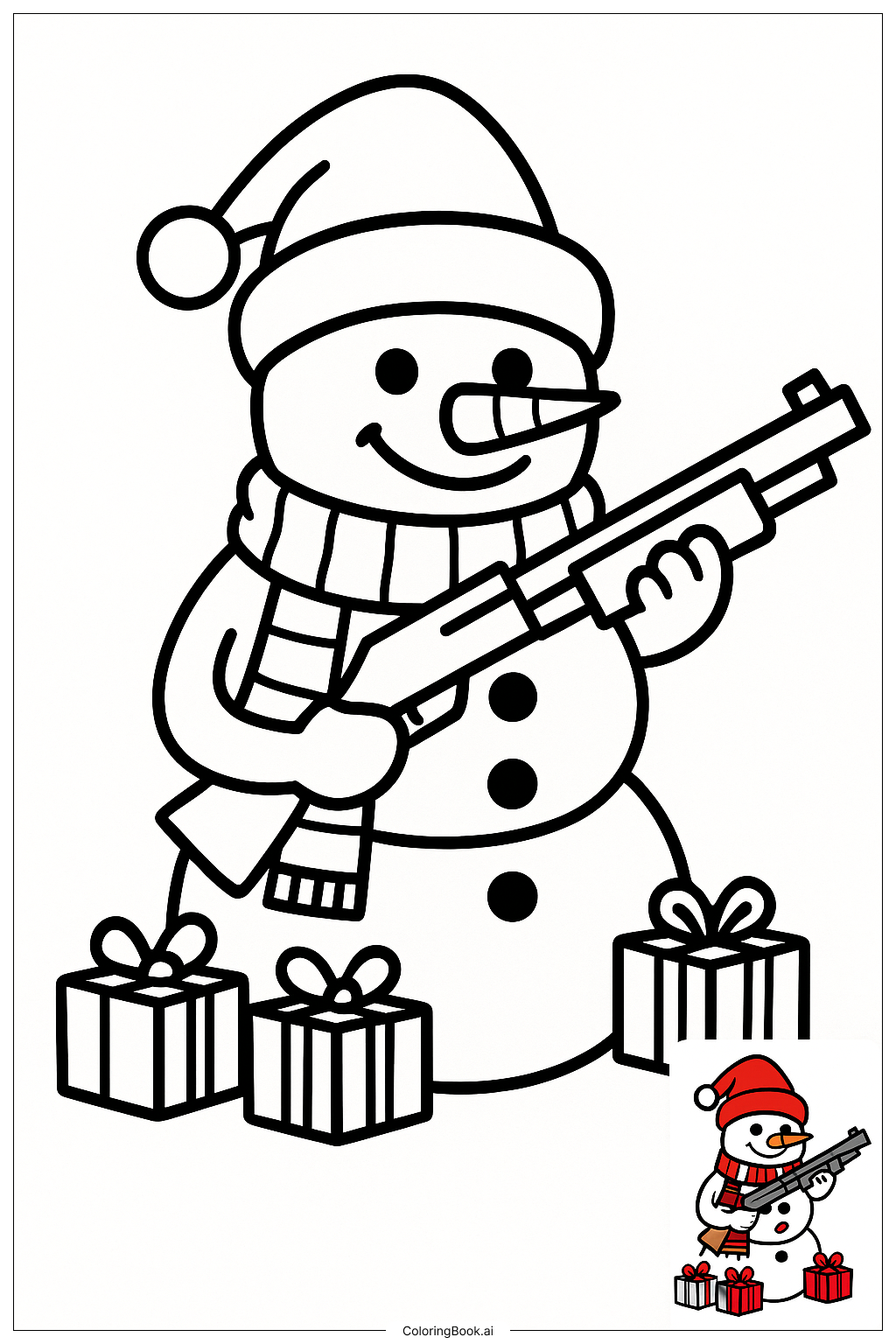  Fortnite Weihnachts-Schneemann mit Schrotflinte Ausmalseite 