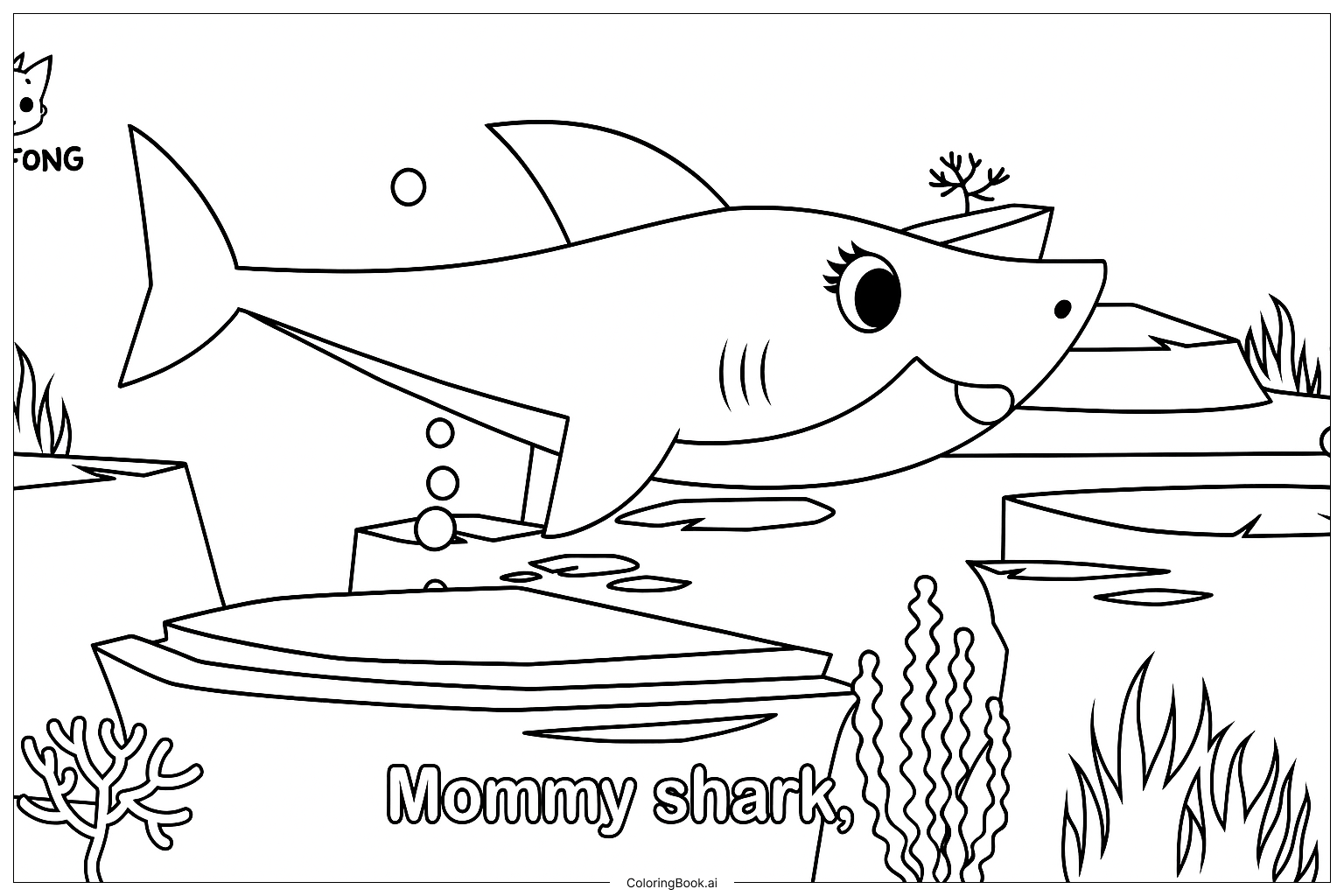  マミーシャークの塗り絵ページ 