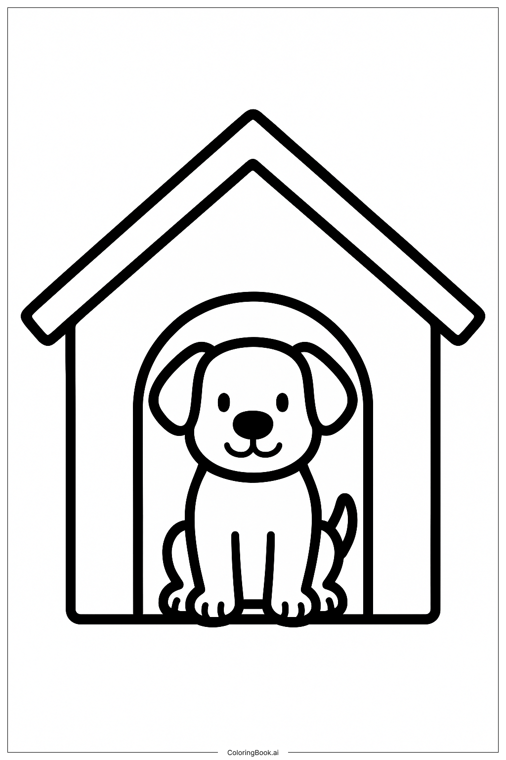 A Dog in a Dog House Coloring Page