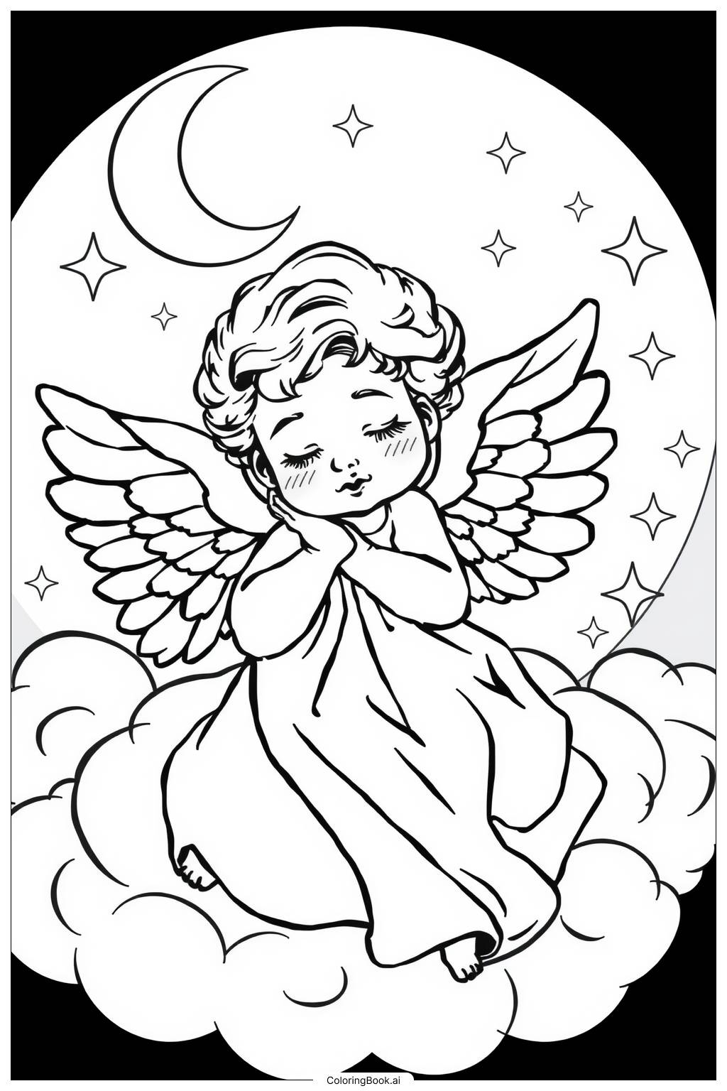  Baby Angel Sleeping-2 Coloring Page 