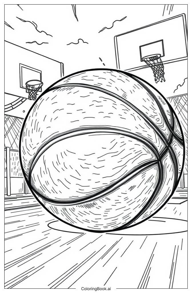  Single Basketball Coloring Page 