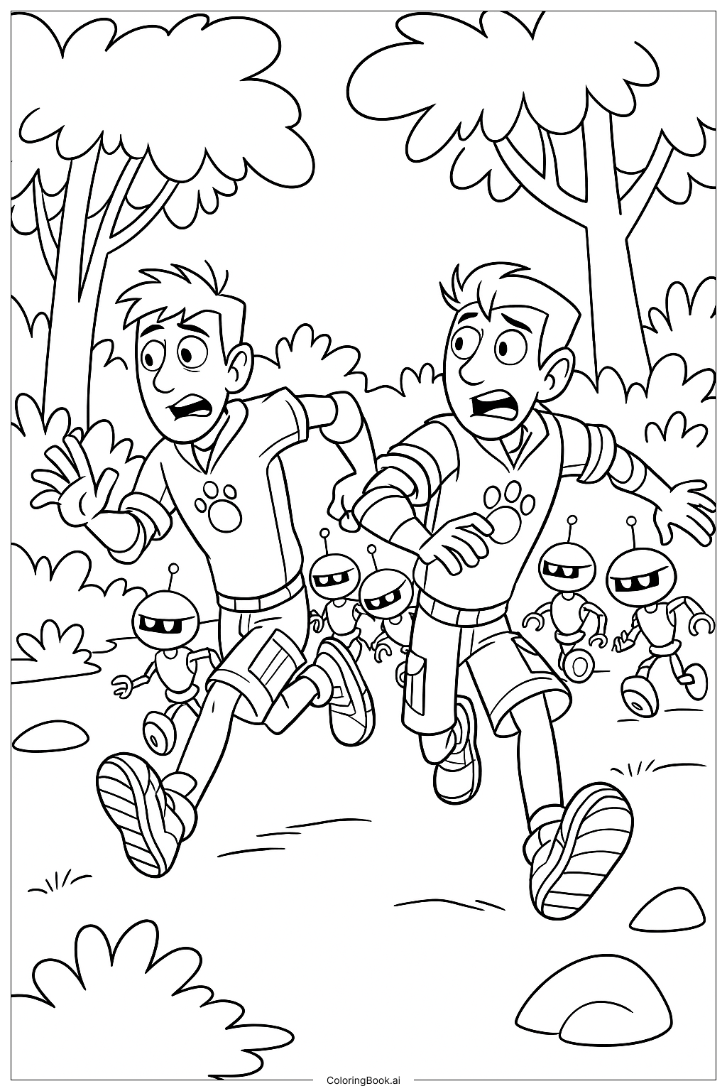 Trang tô màu Wild Kratts Trốn Khỏi Zachbots