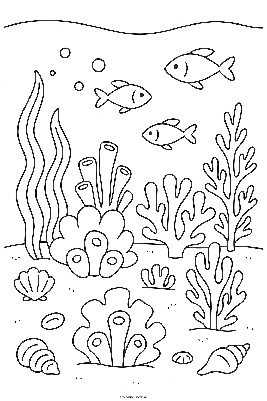 A Coral Reef in the Ocean Coloring Page