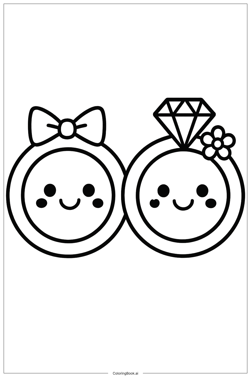  シンプルな結婚式の招待状の塗り絵ページ 