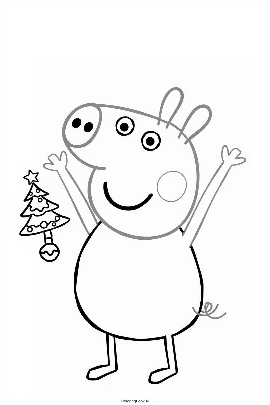  Page de coloriage Peppa Pig Célébrant Noël 