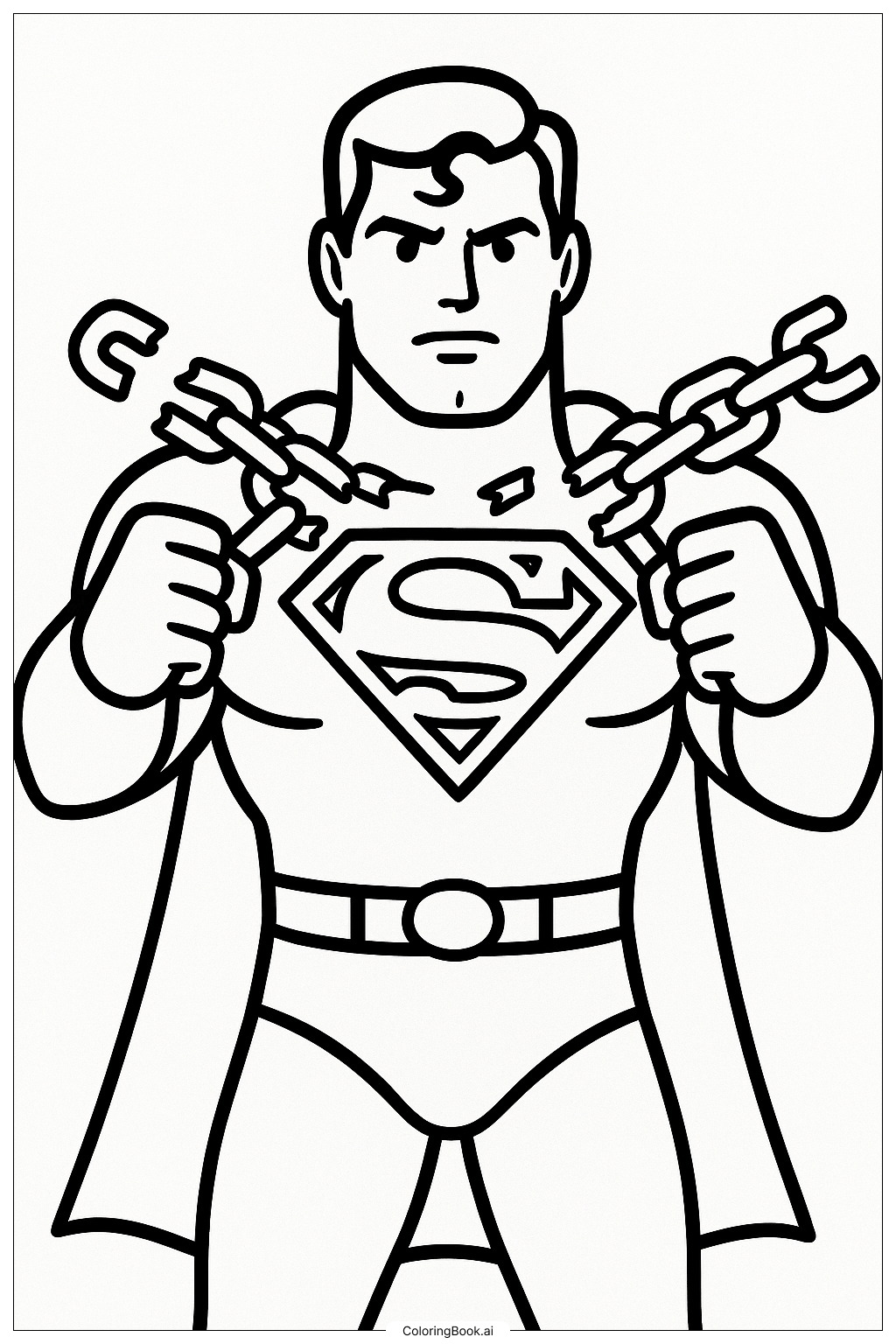  Página para colorear de Superman Fácil Rompiendo Cadenas 