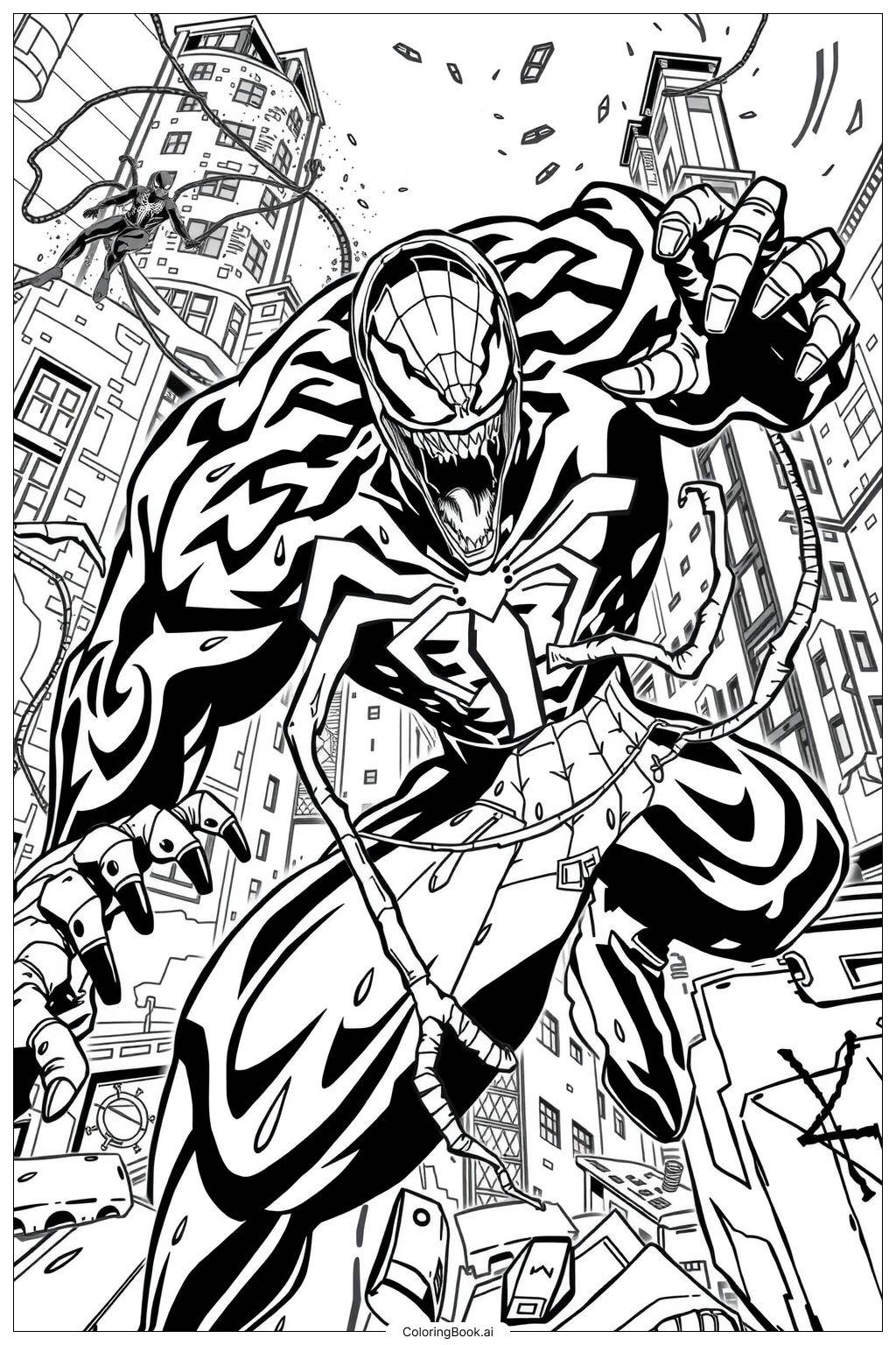  Page de coloriage venom spiderman épique affrontement-2 