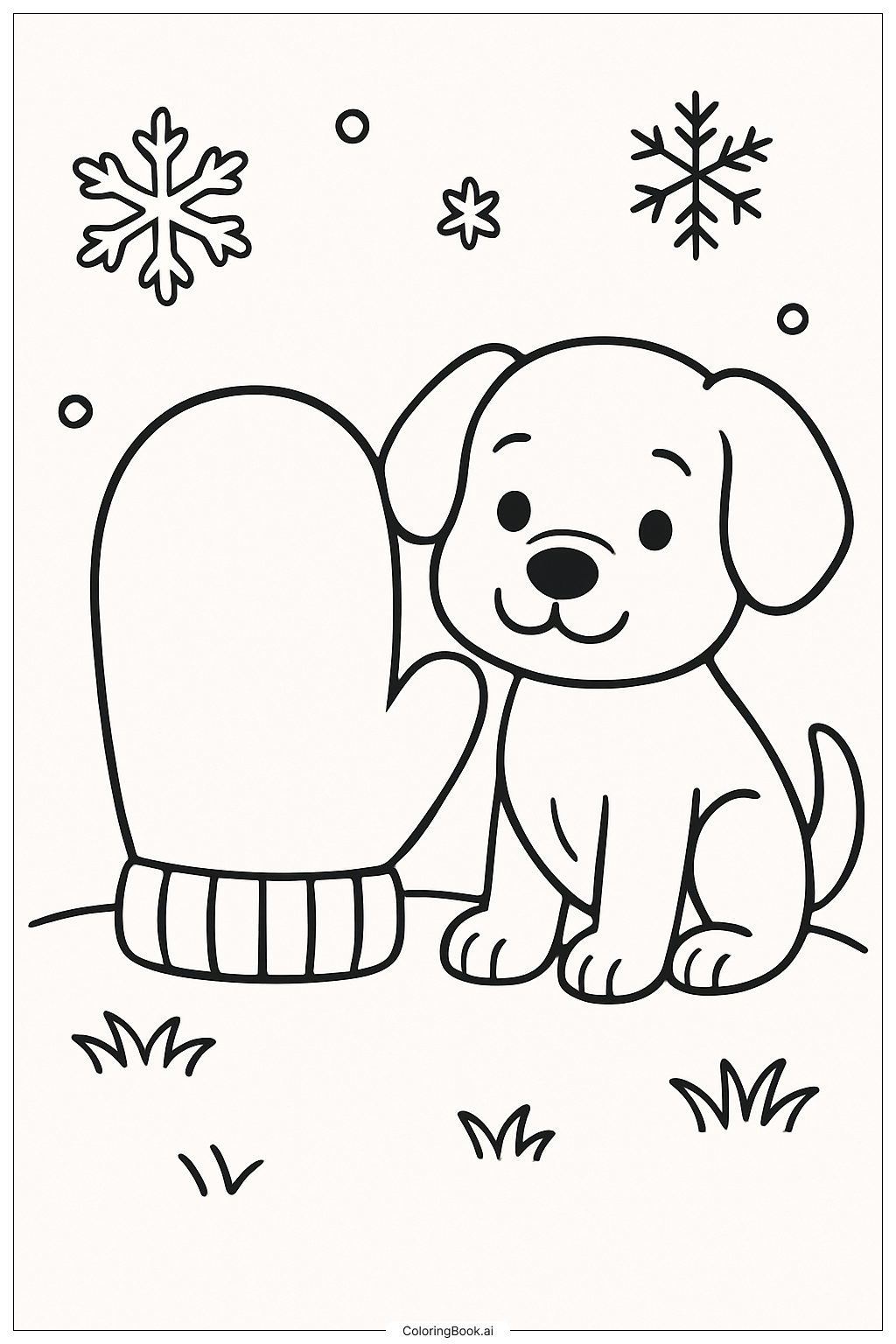 Mitten And A Puppy Coloring Page