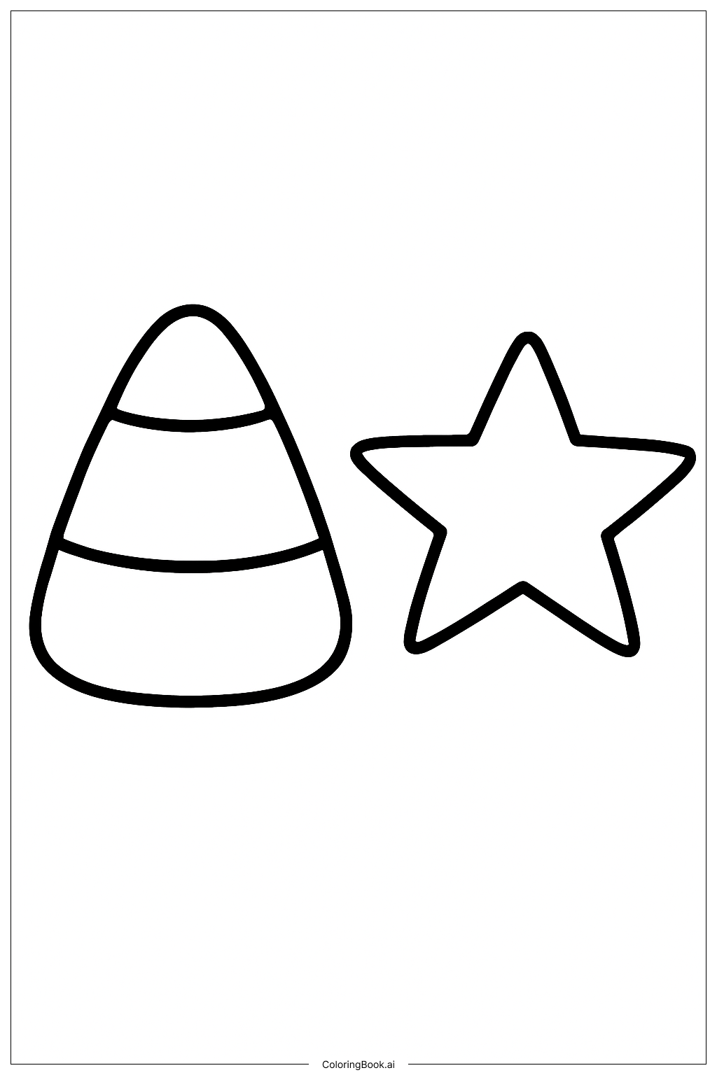  簡単なキャンディコーンと星の塗り絵ページ 
