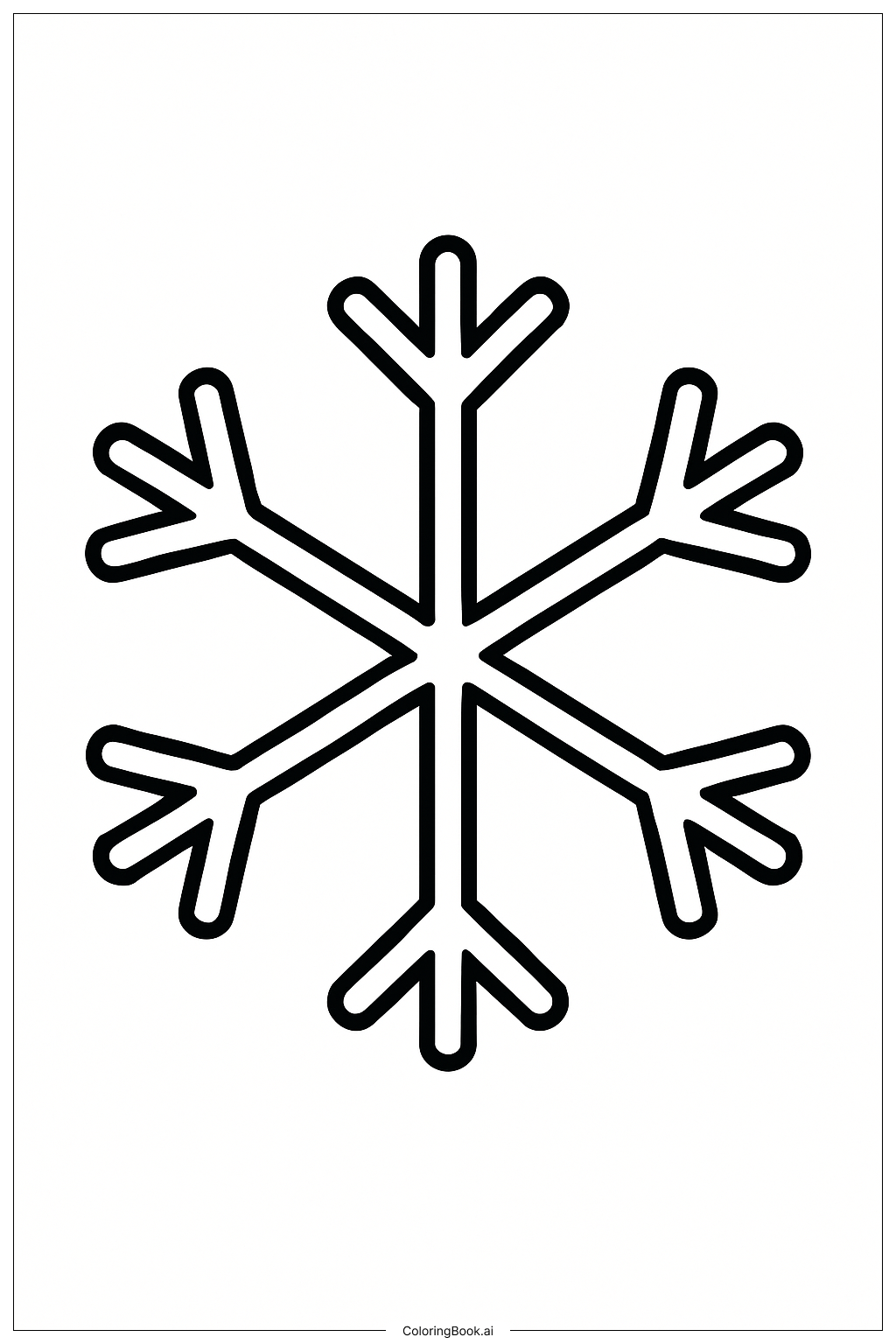  シンプルな冬の雪の結晶の塗り絵ページ 