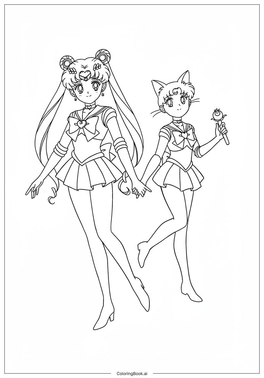  Sailor Moon Receiving A Message From Luna Coloring Page 