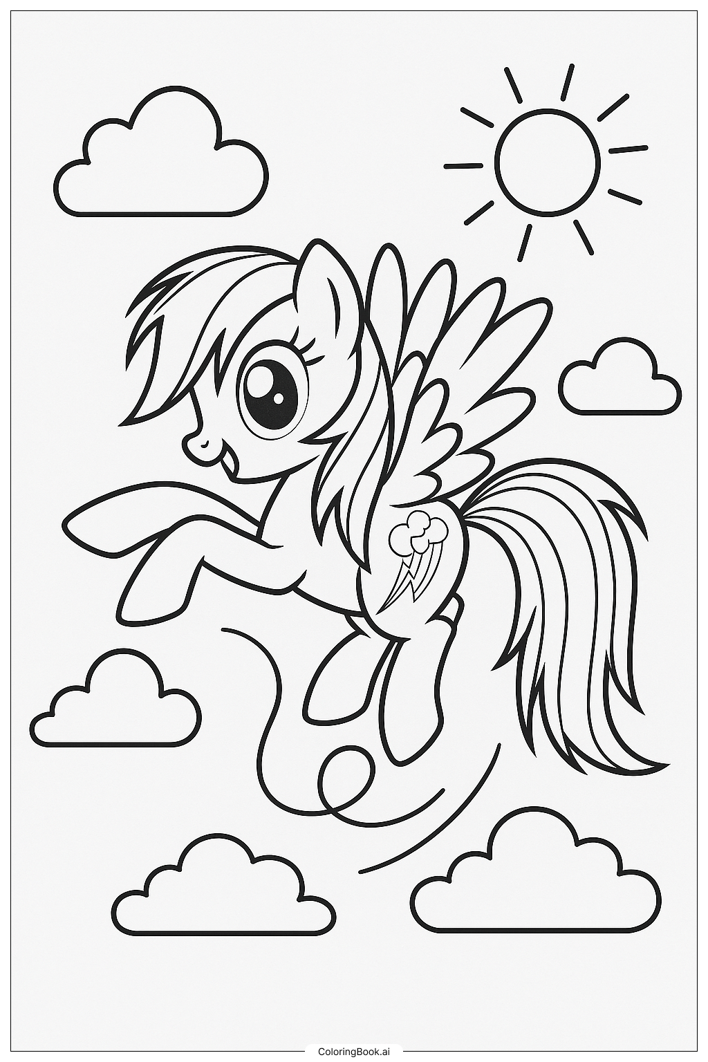 Trang tô màu Rainbow Dash Biểu Diễn Màn Lướt Bay