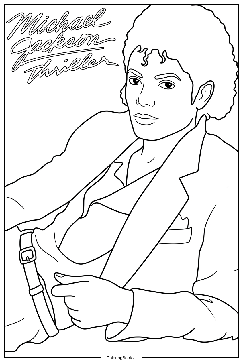 Michael Jackson Thriller pose lounging in suit Coloring Page