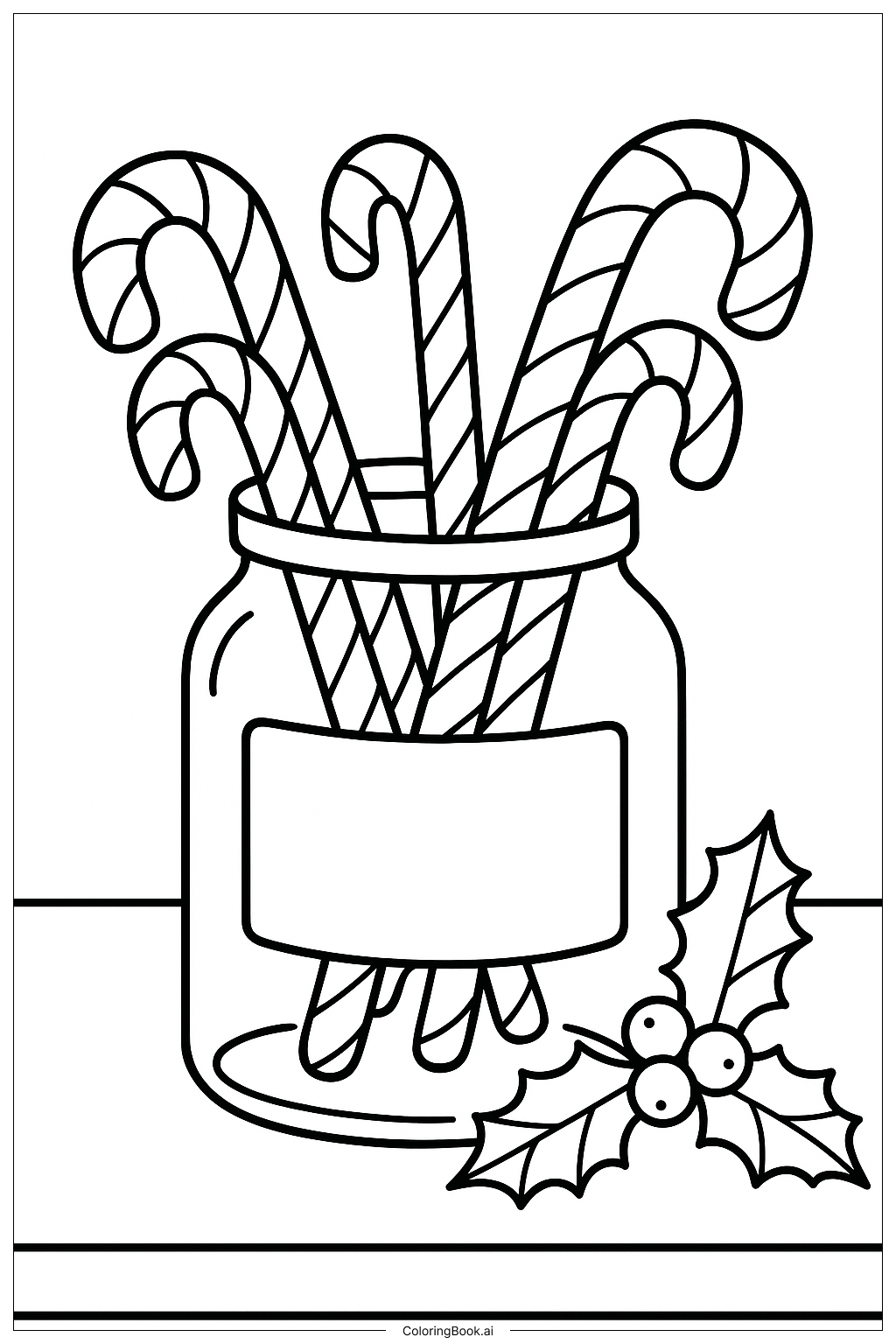  A Jar Full Of Candy Canes Coloring Page 