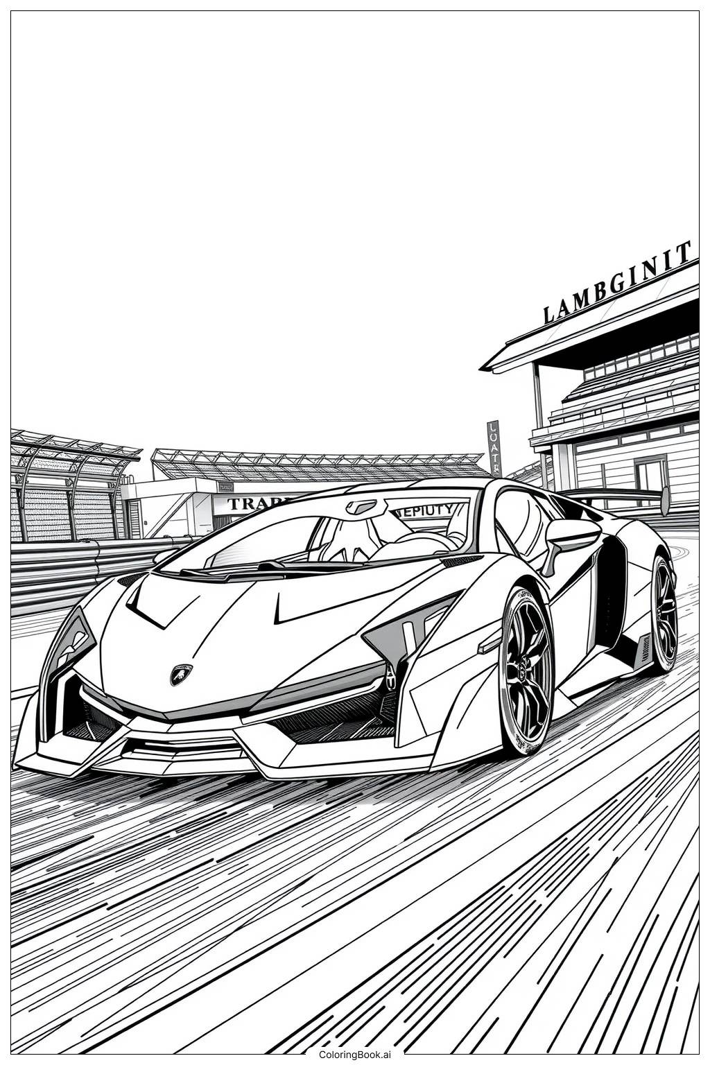  Lamborghini Veneno Racing Scene Coloring Page 