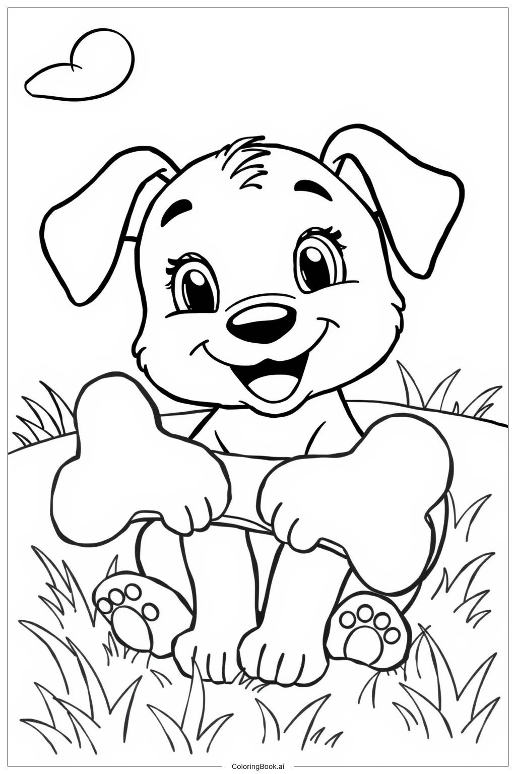  Puppy Bone Play Coloring Page 