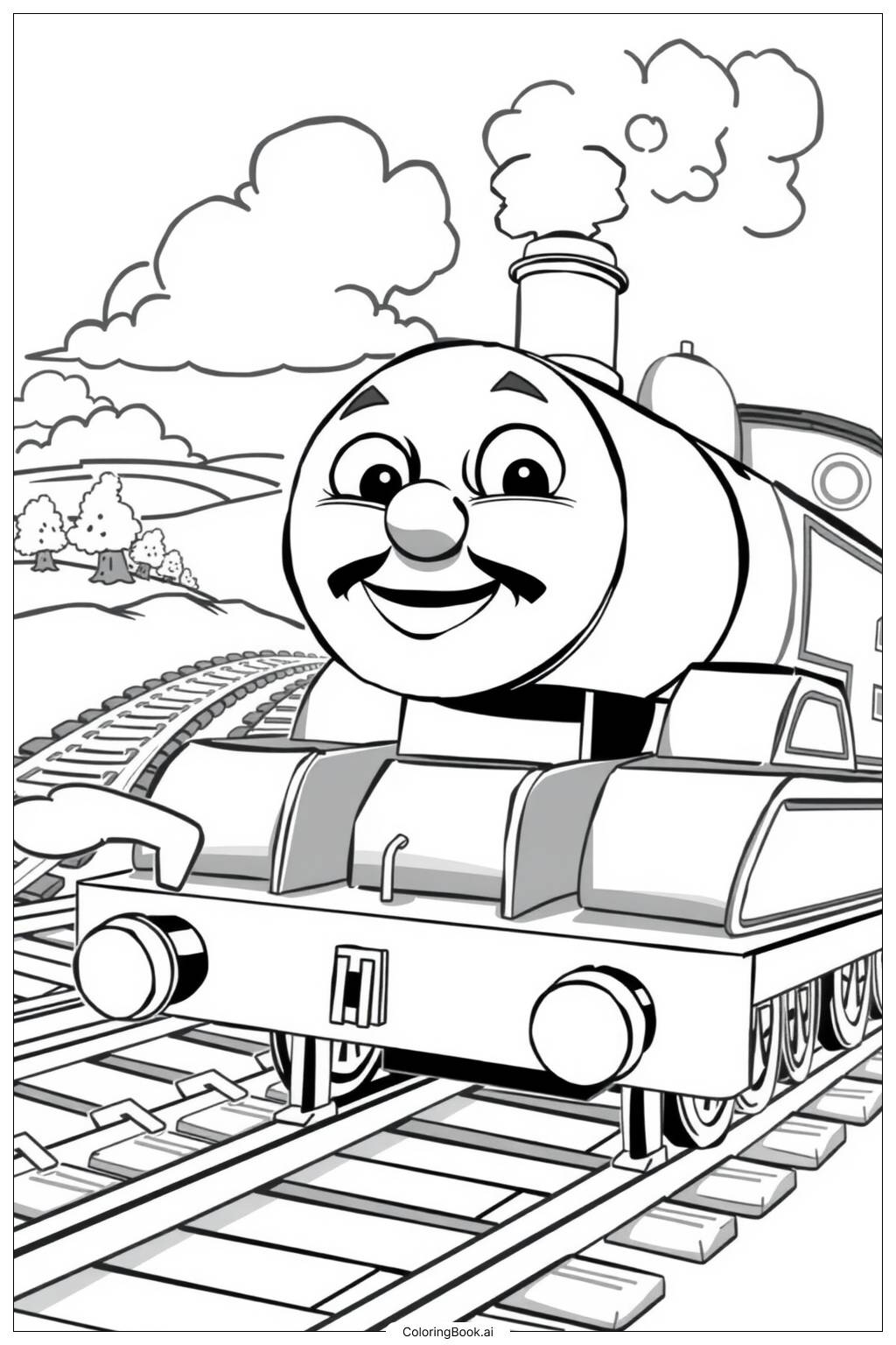  Página para colorir de thomas o trem sorridente-2 